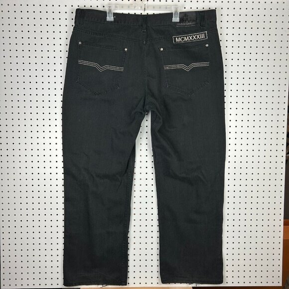 Red Ape Black Gothic Jean 44x32 Stitched Hip Hop 90s Punk Streetwear Skate Baggy - Picture 1 of 7